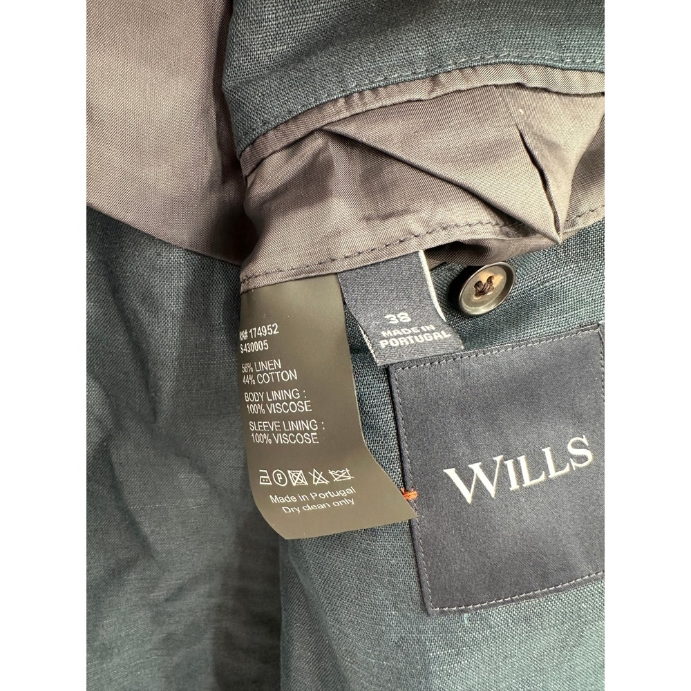 Wills Rosedale Linen Classic Patch Pocket Suit Jacket Huckberry Navy Men's 38 - Picture 4 of 7